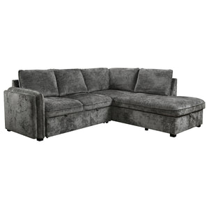 Sectionnel-lit en tissu gris avec rangement - Lansing