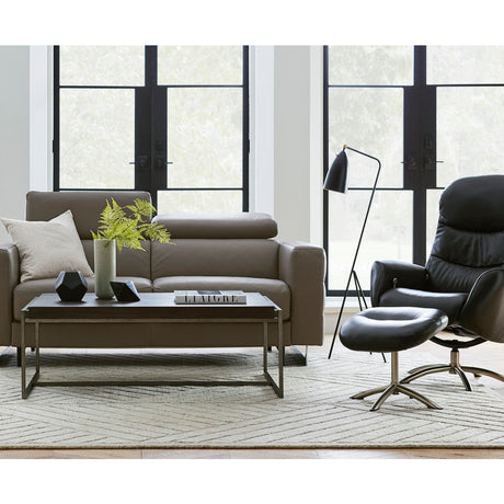Sofa condo inclinable motorisé en cuir beige foncé - Marco