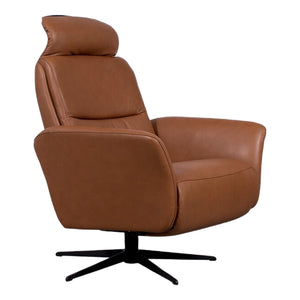 Fauteuil pivotant et inclinable motorisé en cuir tan - Knub