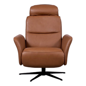 Fauteuil pivotant et inclinable motorisé en cuir tan - Knub