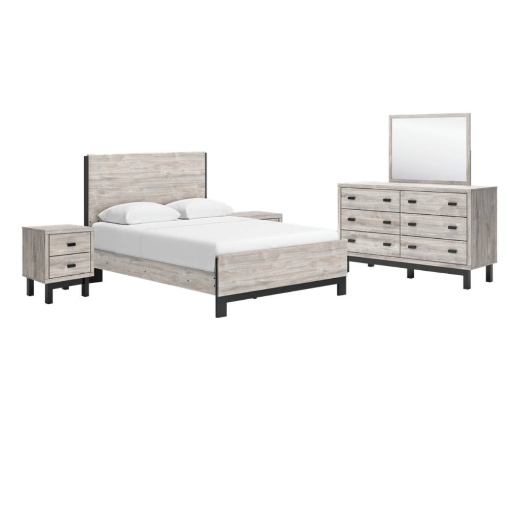 Ensemble de mobilier de chambre avec lit grand en bois gris - Vessalli