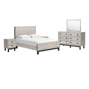 Ensemble de mobilier de chambre avec lit grand en bois gris - Vessalli