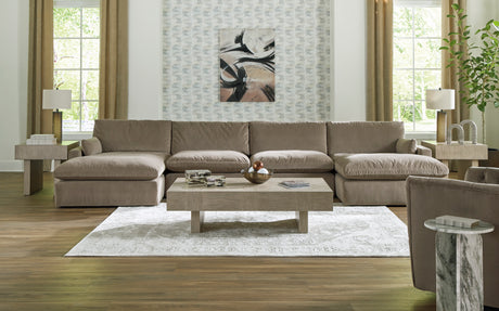 Sectionnel surdimensionne tissu cacao Sophie