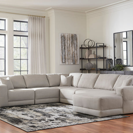 Sectionnel surdimensionné aspect cuir crème avec chaise longue - Next-Gen Gaucho