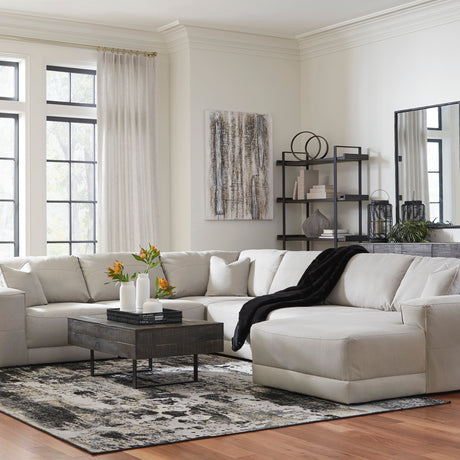 Sectionnel aspect cuir crème surdimensionné avec chaise longue - Next-Gen Gaucho