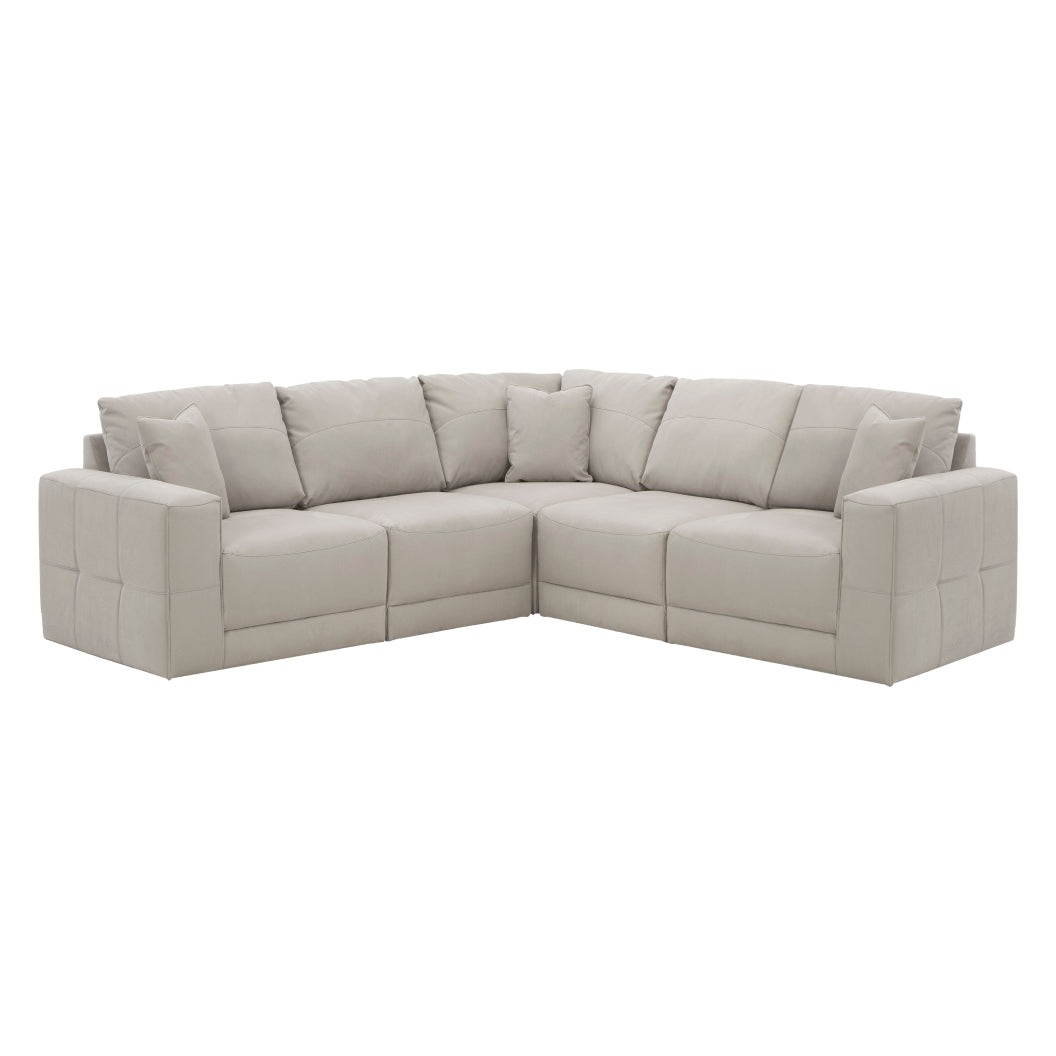 Sectionnel surdimensionné 5 pièces aspect cuir gris - Next-Gen Gaucho