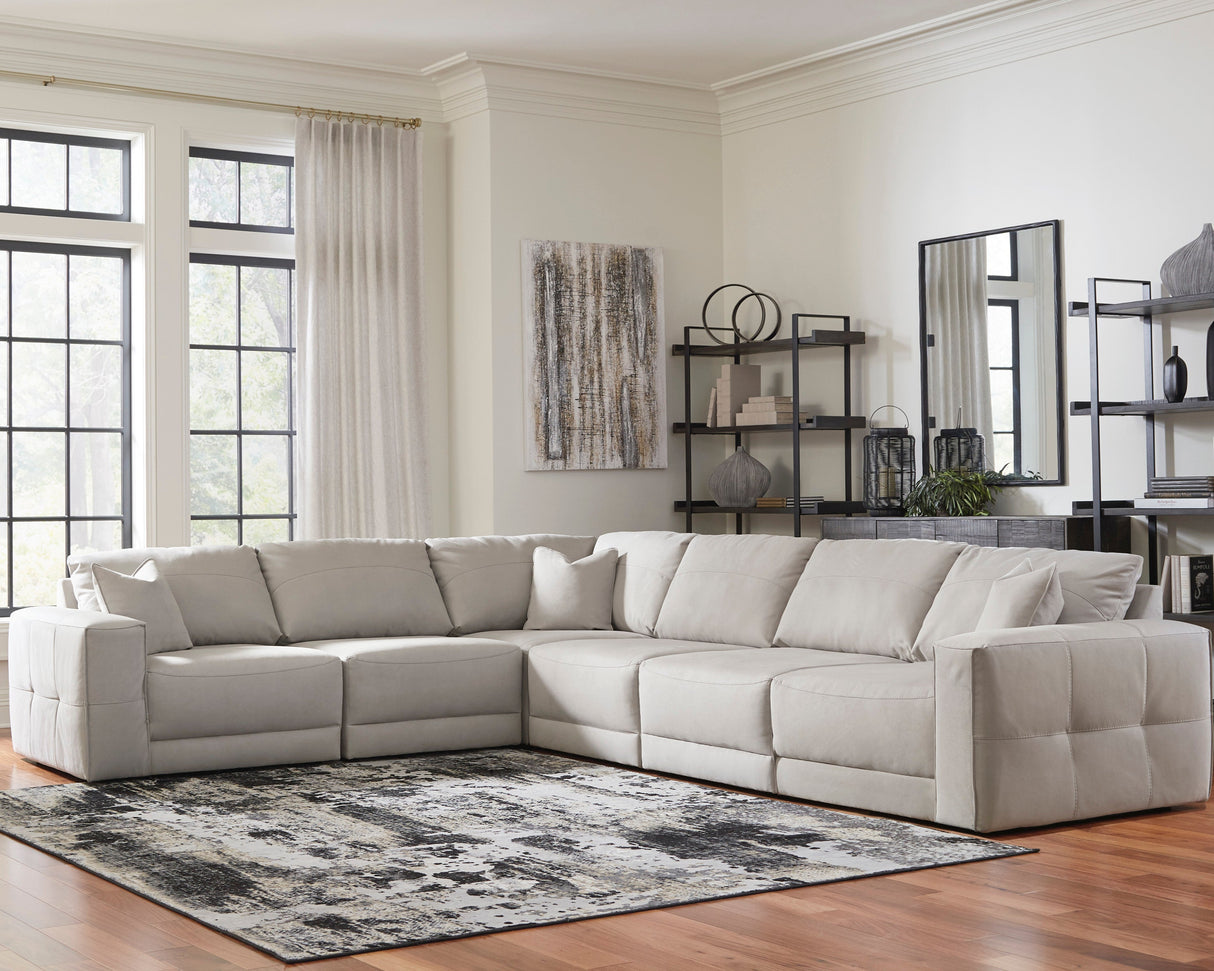 Sectionnel surdimensionné 5 pièces aspect cuir gris - Next-Gen Gaucho