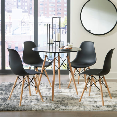 Ensemble de salle à manger avec 4 chaises en plastique moulé noir - Jaspeni