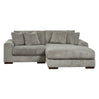 Sectionnel 2 pièces en tissu texturé avec chaise longue et coussins - Lindyn