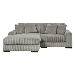 Sectionnel 2 pièces en tissu texturé avec chaise longue et coussins - Lindyn