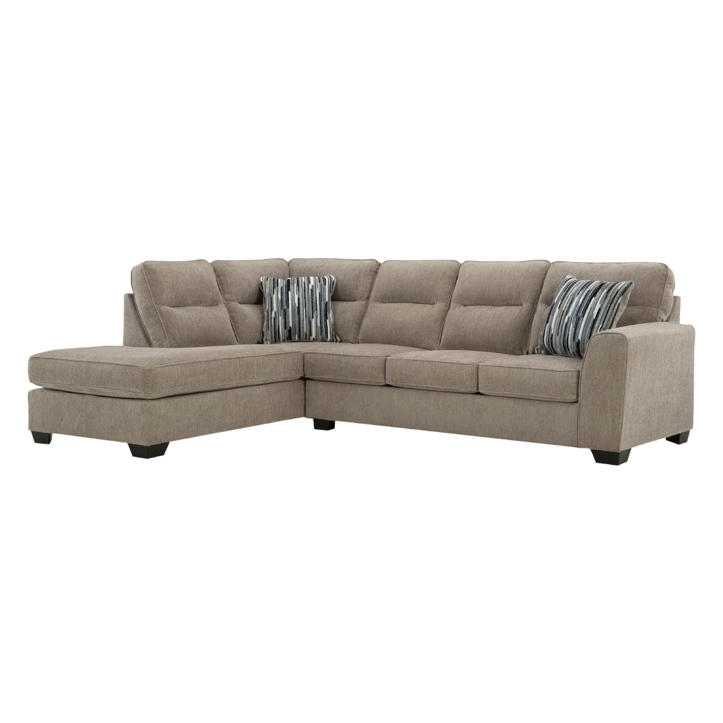 Sectionnel 2 pièces en tissu avec chaise longue et coussins - Olten