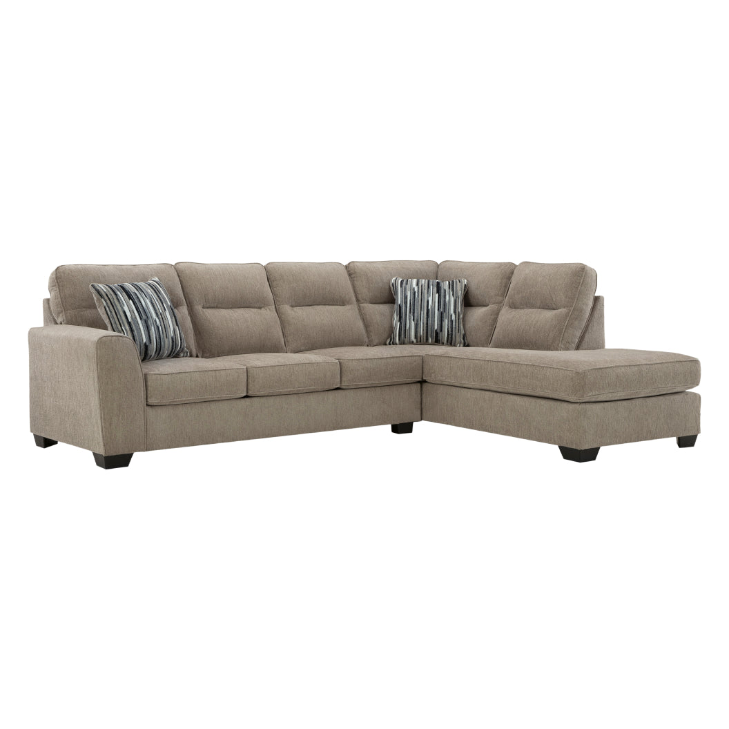 Sectionnel 2 pièces en tissu avec chaise longue et coussins - Olten