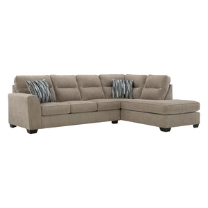Sectionnel 2 pièces en tissu avec chaise longue et coussins - Olten