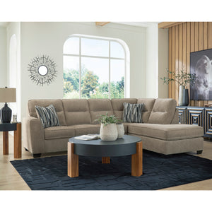 Sectionnel 2 pièces en tissu avec chaise longue et coussins - Olten