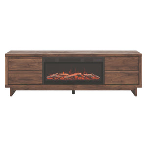 Meuble de télévision XL en bois/MDF brun avec foyer électrique - Zadilyn