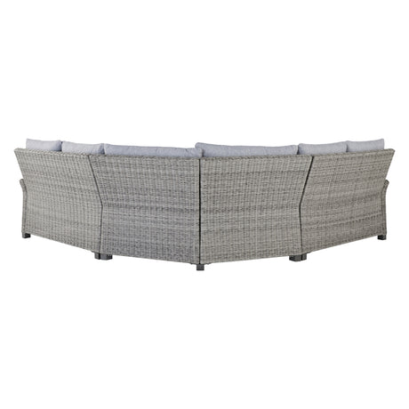 Sectionnel extérieur 3 pièces en tissu Nuvella et en osier gris pâle avec coussins - Naples Beach