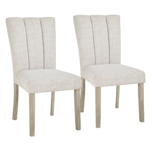 Ensemble de 2 chaises de salle à manger rembourrées en tissu gris pâle - Larawyn