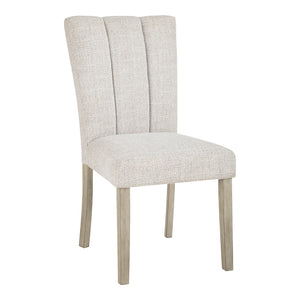 Ensemble de 2 chaises de salle à manger rembourrées en tissu gris pâle - Larawyn