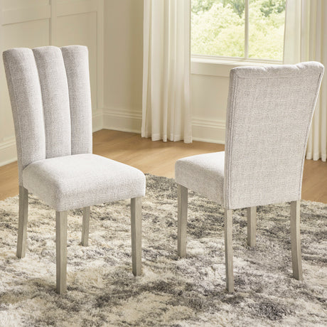 Ensemble de 2 chaises de salle à manger rembourrées en tissu gris pâle - Larawyn