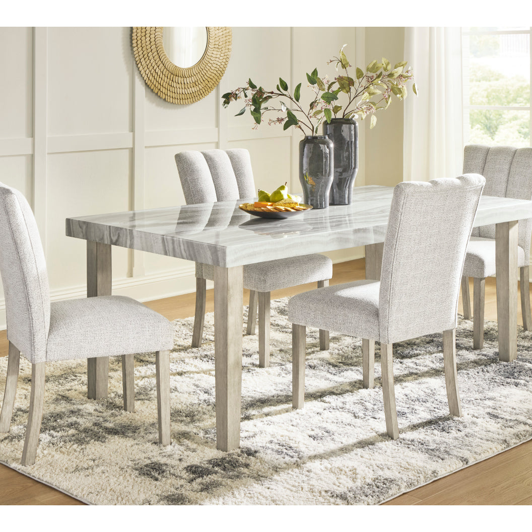 Ensemble de 2 chaises de salle à manger rembourrées en tissu gris pâle - Larawyn