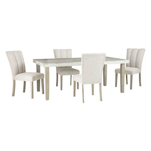 Ensemble de salle à manger avec 4 chaises rembourrées en tissu gris pâle - Larawyn
