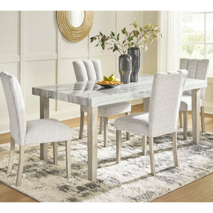 Ensemble de salle à manger avec 4 chaises rembourrées en tissu gris pâle - Larawyn