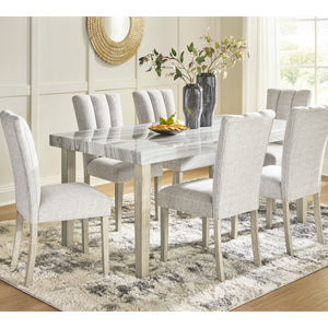 Ensemble de salle à manger avec 6 chaises rembourrées en tissu gris pâle - Larawyn