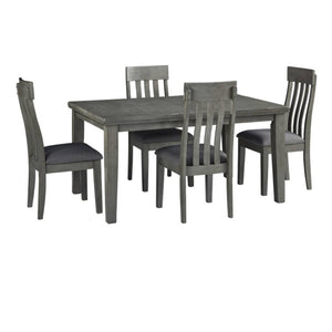 Ensemble de salle à manger en bois et tissu gris avec 4 chaises - Hallanden