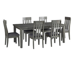 Ensemble de salle à manger en bois et tissu gris avec 6 chaises - Hallanden