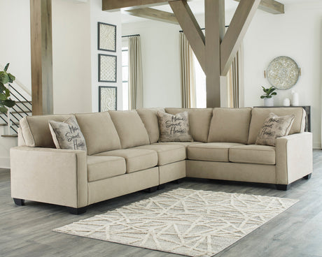 Sectionnel 3 pièces en tissu beige - Lucina