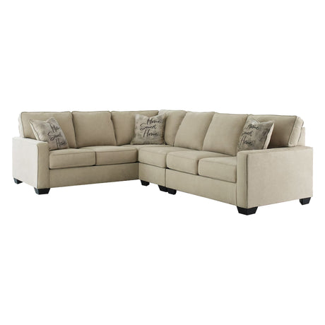 Sectionnel 3 pièces en tissu beige - Lucina