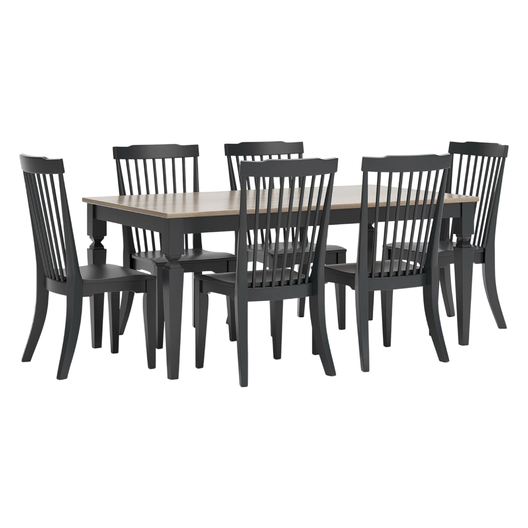 Ensemble de salle à manger avec 6 chaises en bois noir - Brenkerton