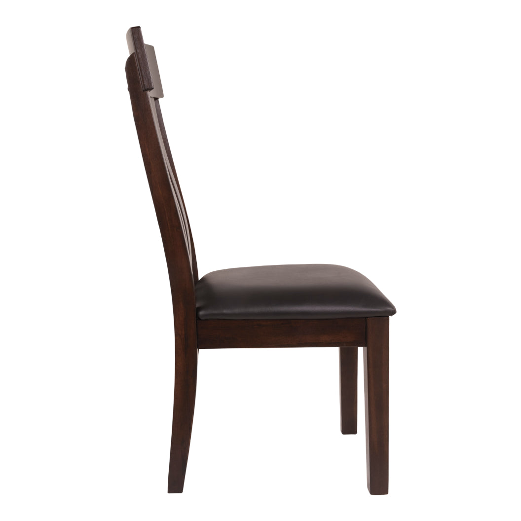 Ensemble de 2 chaises de salle à manger en bois avec assise rembourrée aspect cuir brun foncé - Haddigan