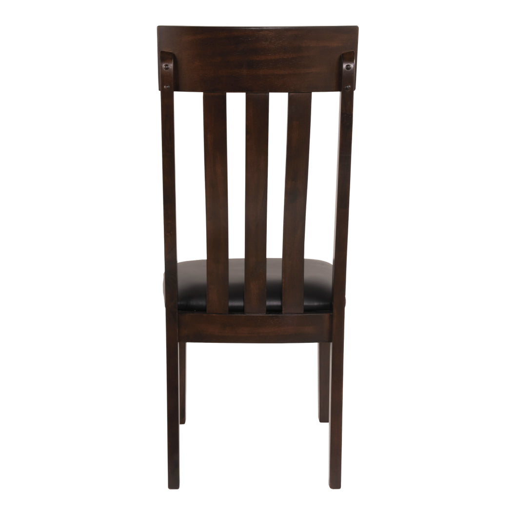 Ensemble de 2 chaises de salle à manger en bois avec assise rembourrée aspect cuir brun foncé - Haddigan