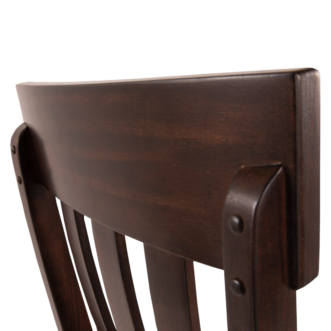 Ensemble de 2 chaises de salle à manger en bois avec assise rembourrée aspect cuir brun foncé - Haddigan