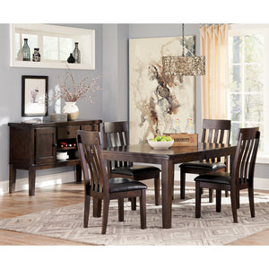 Ensemble de 2 chaises de salle à manger en bois avec assise rembourrée aspect cuir brun foncé - Haddigan