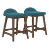 Ensemble de 2 tabourets de bar en bois avec assise rembourrée en tissu - Lyncott
