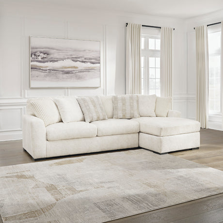 Sofa en tissu ivoire avec chaise longue & coussins - Chessington