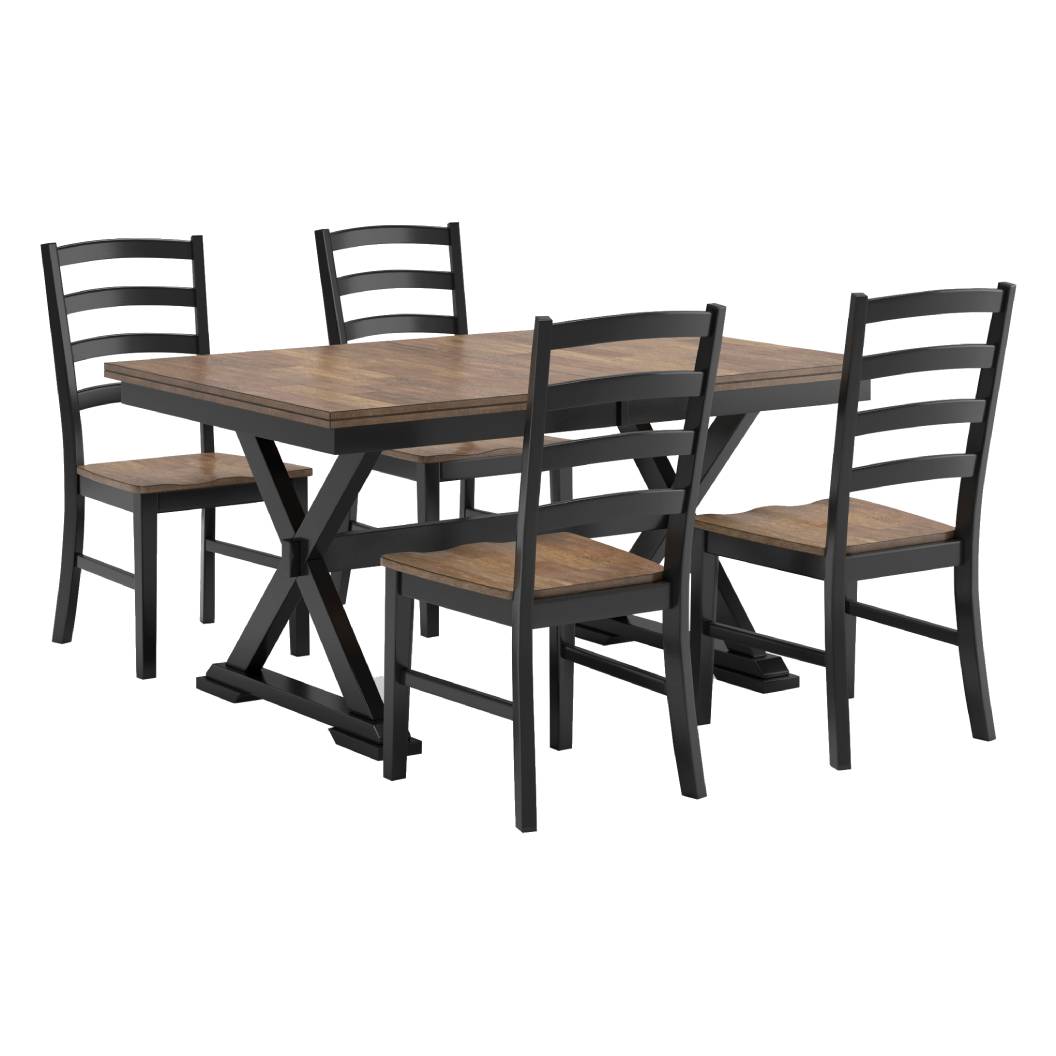 Ensemble de salle à manger avec 4 chaises en bois bicolore - Wildenauer