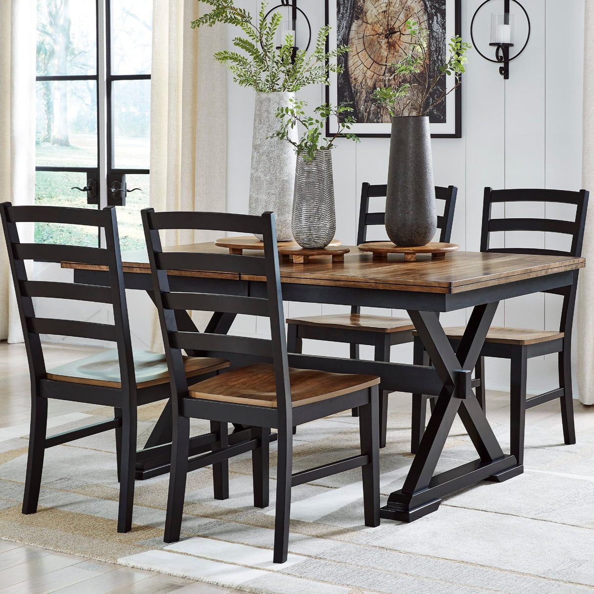 Ensemble de salle à manger avec 4 chaises en bois bicolore - Wildenauer