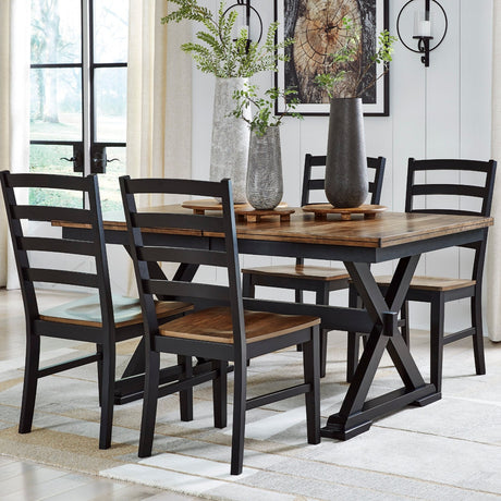 Ensemble de salle à manger avec 4 chaises en bois bicolore - Wildenauer