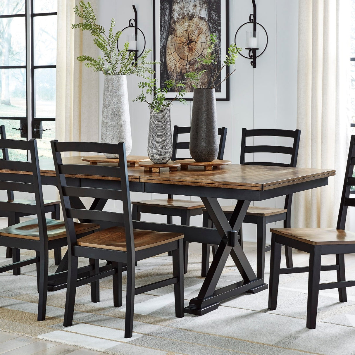 Ensemble de salle à manger avec 6 chaises en bois bicolore - Wildenauer