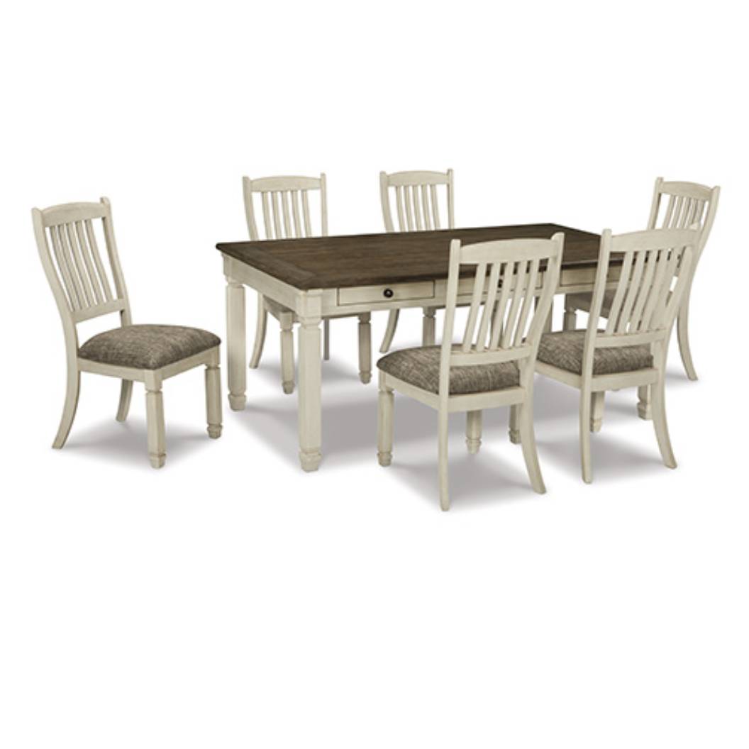 Ensemble de salle à manger en bois et tissu gris avec 6 chaises - Bolanburg