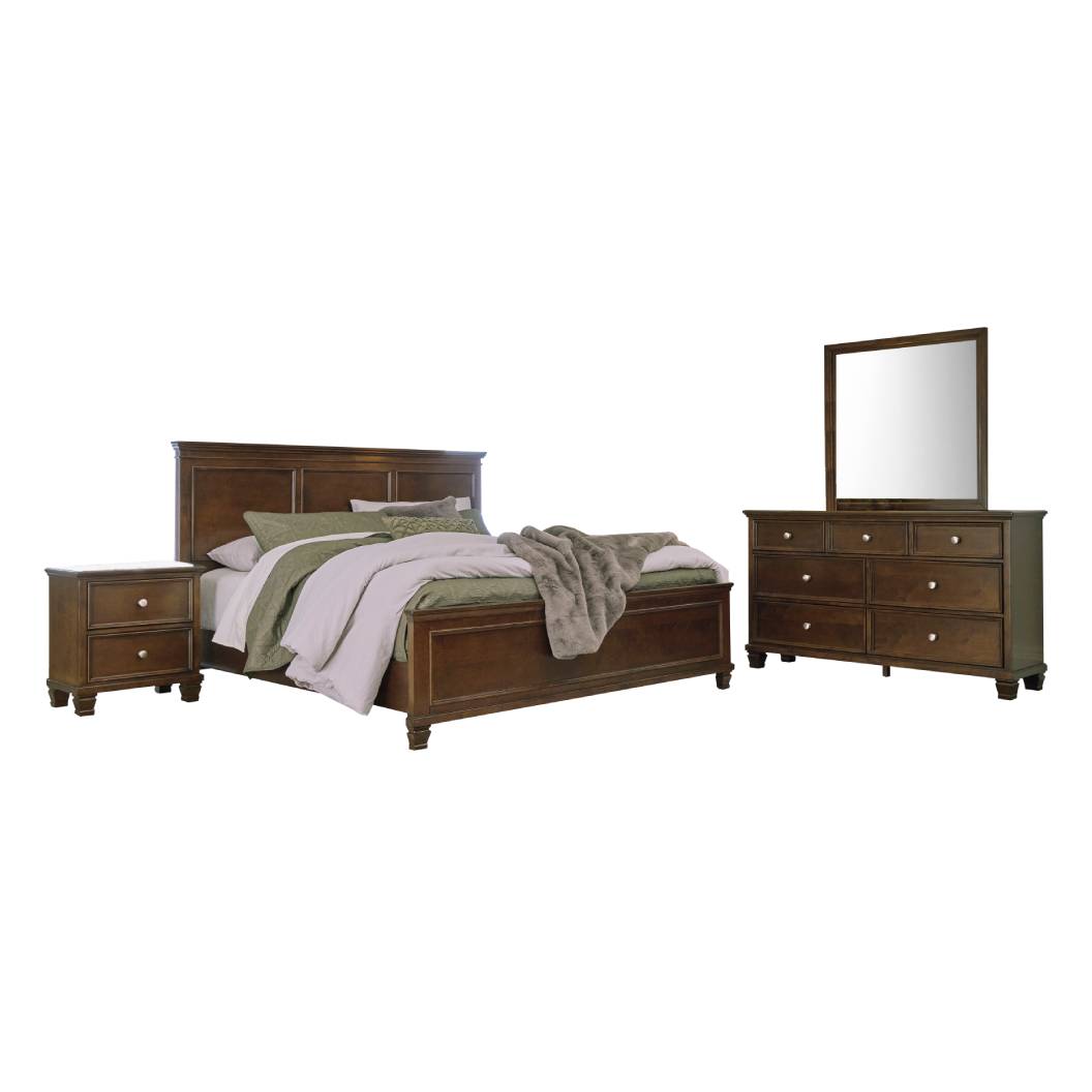Ensemble de mobilier de chambre 5 pièces avec un très grand lit brun - Danabrin