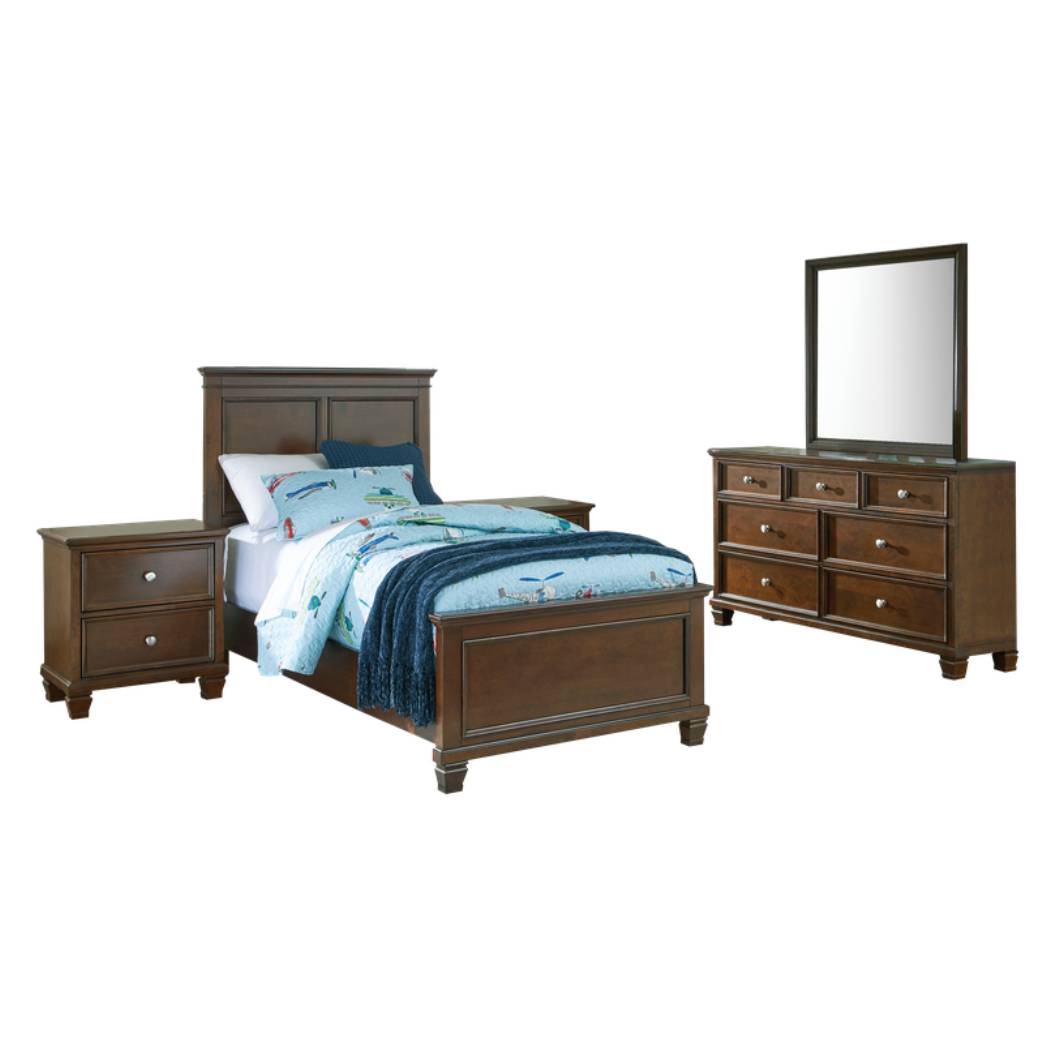 Ensemble de mobilier de chambre 5 pièces avec lit simple brun - Danabrin