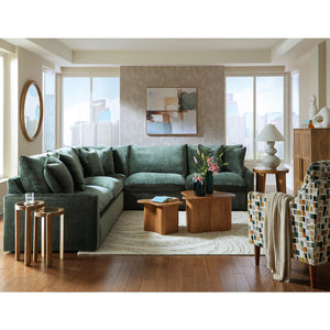 Sectionnel 3 pièces en tissu vert jade avec 6 coussins - Carriage View