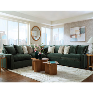 Sectionnel 3 pièces en tissu vert jade avec 6 coussins - Carriage View