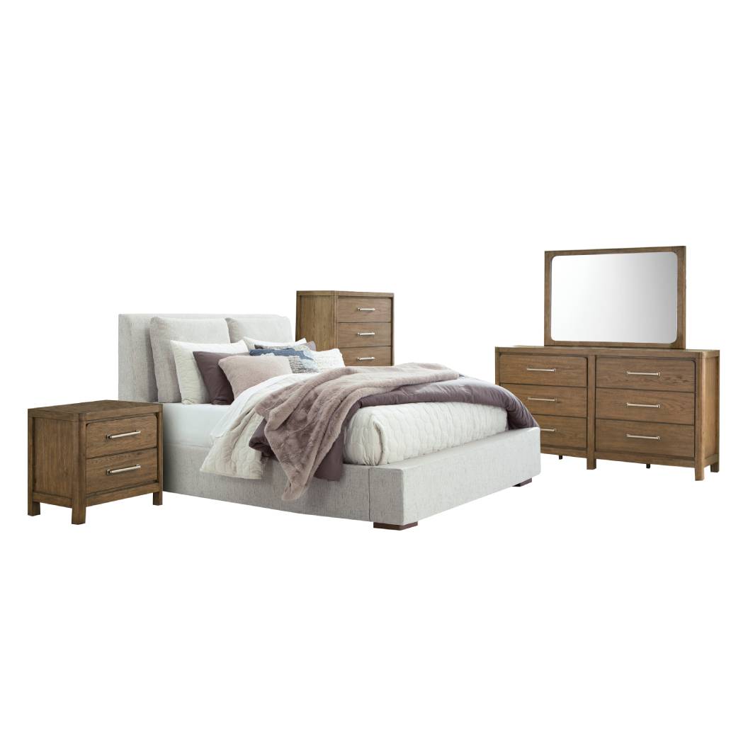 Ensemble de mobilier de chambres de 5 pièces avec un lit grand brun - Cabalynn Dressoni