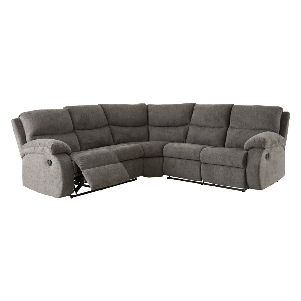 Sectionnel 2 pièces inclinable en tissu gris étain - Museum