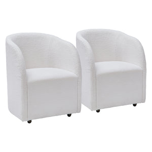 Ensemble de 2 chaises de salle à manger rembourrées en tissu bouclé ivoire - Rowanbeck